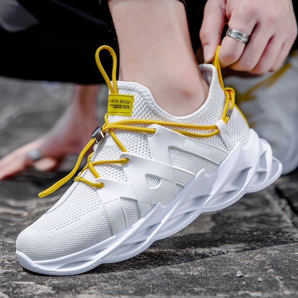 

2020 youth fashion trend yellow blade shoes men casual elastic buckle blade sneakers men straps dad shoes male trainers footwear, Black