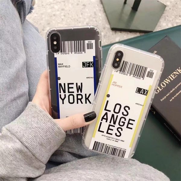 

ины сша город нью-йорк этикетка штрих-кода телефона чехол для iphone 11 pro xs max xr x 6 s 7 8 плюс простое письмо очистить мягкий кремний