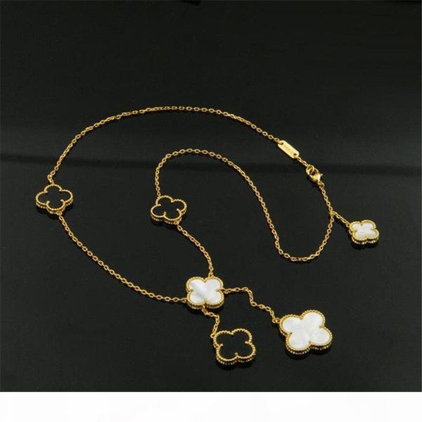 

brand women flowers pendant necklaces luxury ladies gold plated chains 316l stainless steel necklaces fashion white agate flower necklace, Silver
