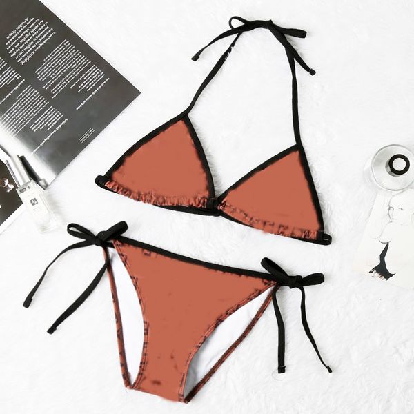 

2020 women designer 2pcs bikini summer invisible belt lady with logo bathing suit beach swimwear female open back clothing, White;black