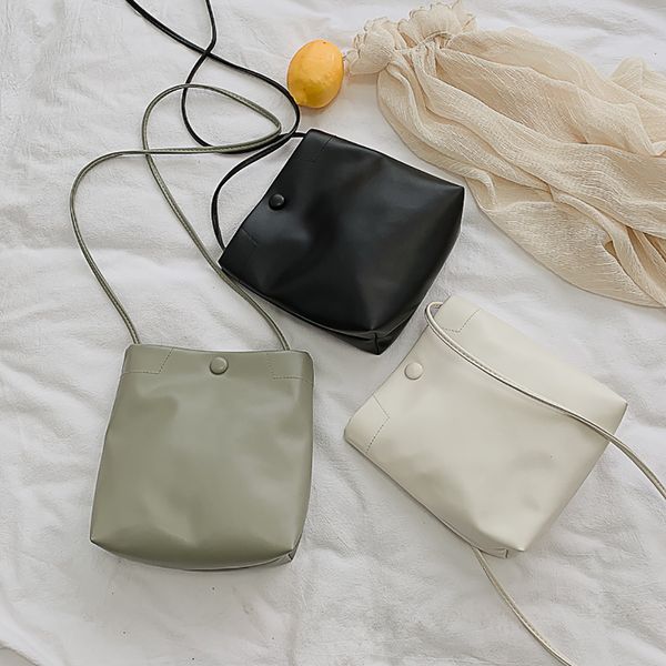 

simple soft leather handbag women 2019 fashion pu leather small shoulder bags female casual bucket crossbody messenger pack
