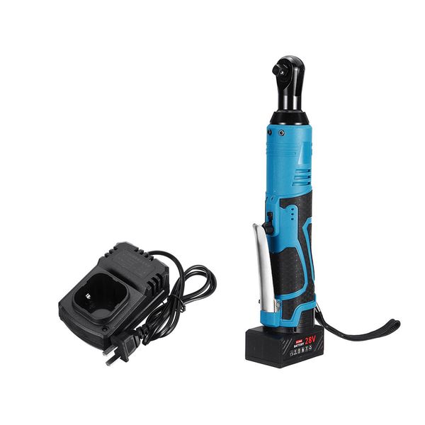 

28v 38'' 60nm cordless electric ratchet right angle wrench & li-ion battery charger kit