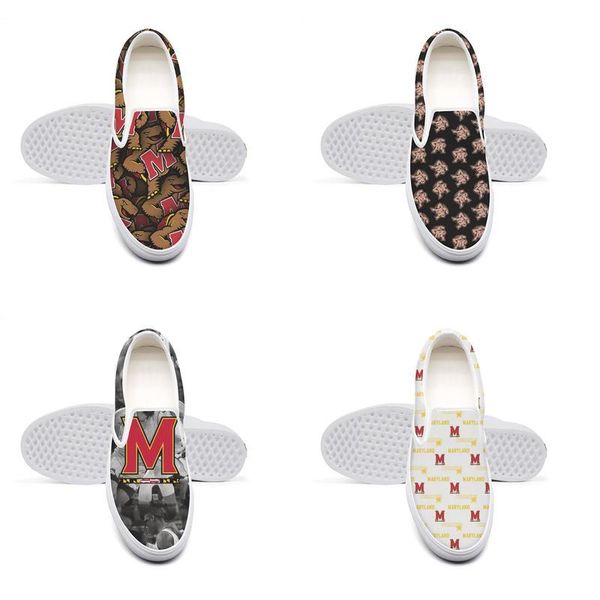 

casual maryland terrapins basketball logo canvas, unique non-slip shoes,design print classic limited,edition blcak and white gold, Black