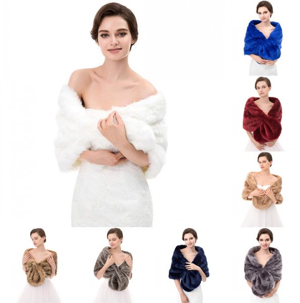 Inverno Quente Faux Fur Mulheres Casacos Branco Vinho Preto Casamento Vermelho Bolero Bolero para Casamento Noite Party Casaco Casaco CPA1614