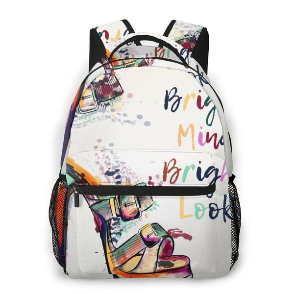 

2020 backpack women shoulder bag bright mind bright look print fashion school bag for teenage girl backpacks travel