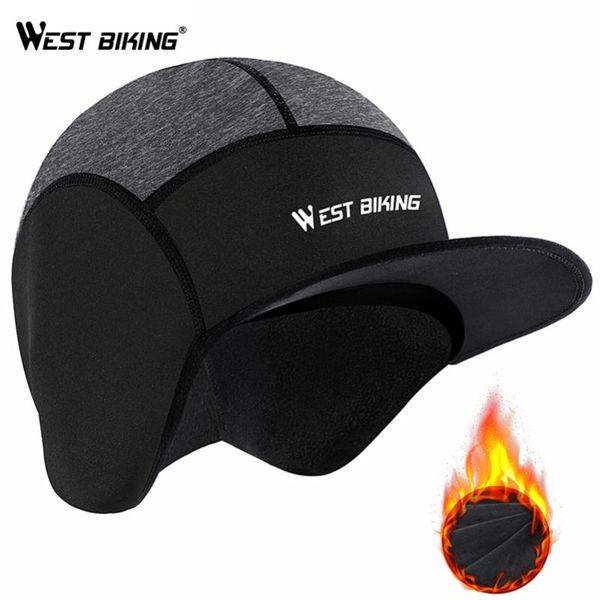 

west biking cycling hat winter warm cap for helmet windproof motocycle riding head hat earflap bicycle sking running sport caps, Black