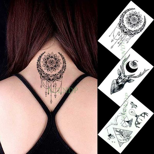 

waterproof temporary tattoo sticker deer moon flower hill trangle small art tatto flash tatoo fake tattoos for women men girl
