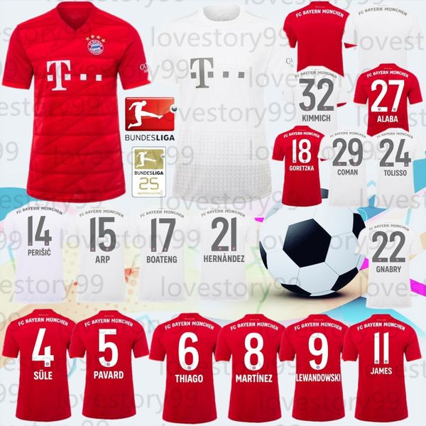 

19/20 New Bayern Munich Cheap and Fine Soccer 6 THIAGO 7 RIBERY 9 LEWANDOWSKI 10 ROBBEN 11 JAMES Embroidery Logo Soccer Jerseys