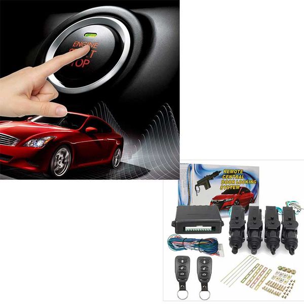 

pke start sbutton car engine keyless entry app remote start +car alarm 4 door power lock burglar central locking kit