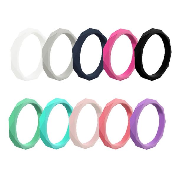 

outdoor silicone ring 10pcs/set simple style diamond pattern smooth flexible fitness equipment