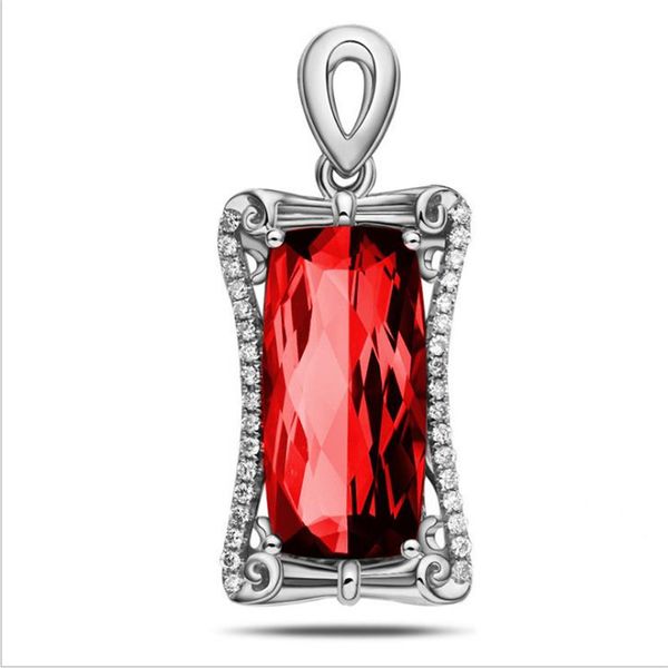 

luxury crystal green rectangle pendant necklace for girl jewelry silver 925 women box chain clavicle accessories cz