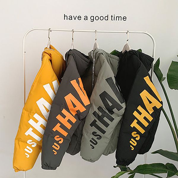 

2019 new winter jacket men parka letter printed bread streetwear bubble coat manteau homme hiver overcoat mens clothing 50nx75, Black