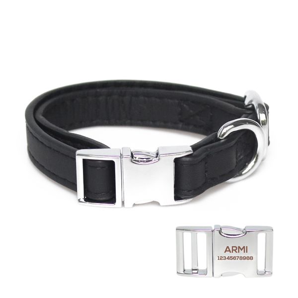 

engraved metal pet dog collar microfiber leather durable collar for dogs 6041061 pet supplies s m l