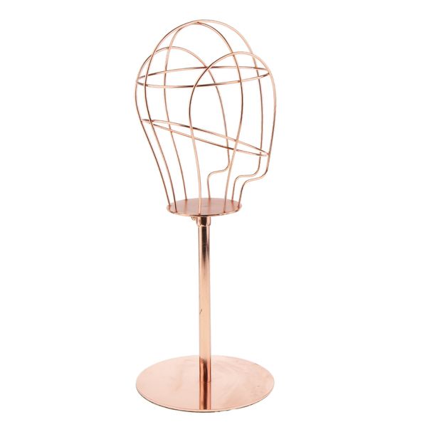 

21inch metal wire mannequin head hat baseball cap rack stand wig storage dryer holder display rose gold, White