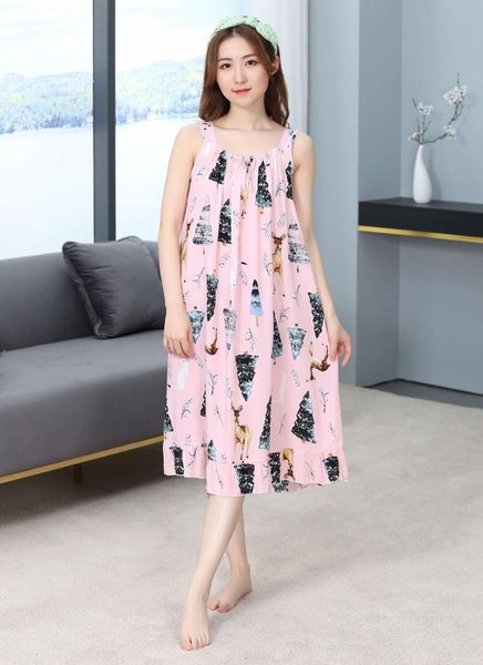 

oversize women's cotton thin nightgowns ladies long sleepwear 2019 summer girls sleeveless loose sleepdress sleepshirts, Black;red