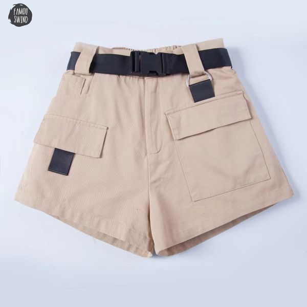 

elastic 2019 high waist shorts for women black summer belt shorts cotton shorts biker pocket feminino plus size, White;black