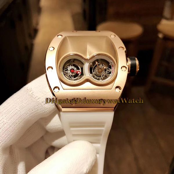 

Luxry rm 053 double window ro e gold dial japan miyota quartz men watch rm 053 ro e gold ca e white rubber trap brand watche