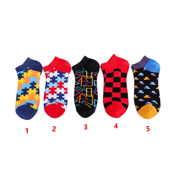 

harajuku happy short socks men's funny avatar combed cotton casual men socks colorful novelty skateboard socks women d19012, Black