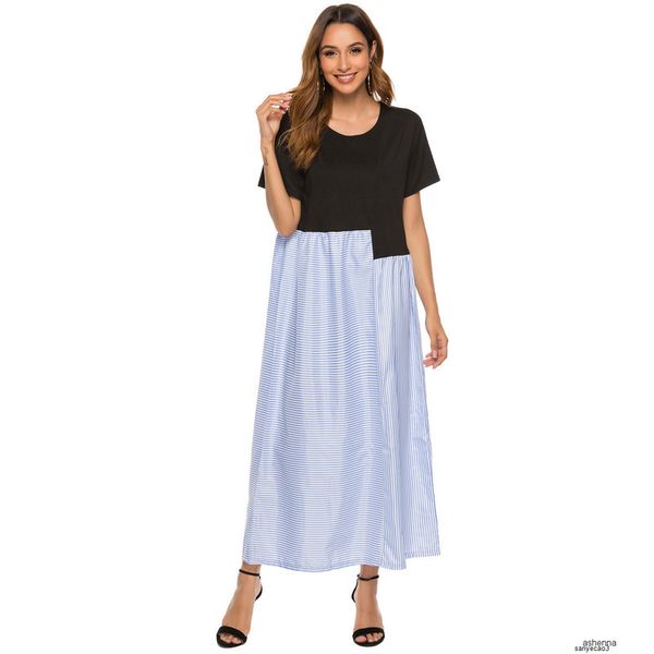 

womens designer striped stitching dresszbokh, Black;gray