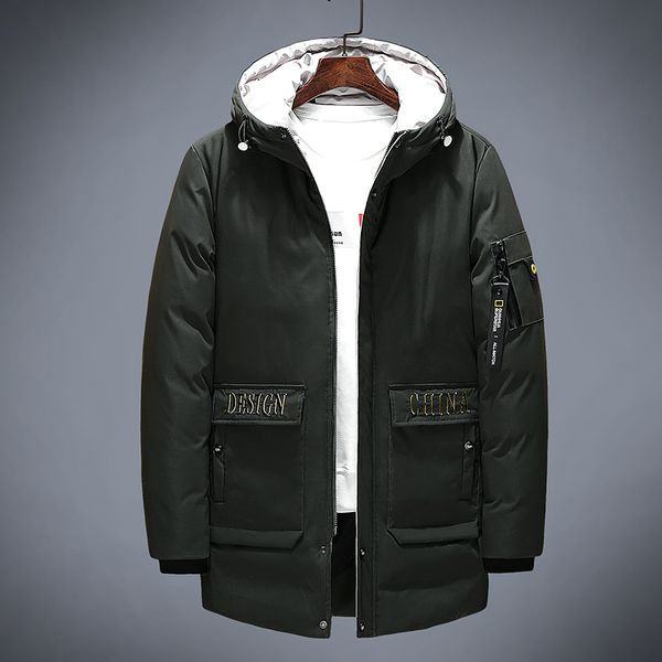 

nxh 2019 new fashion mens long winter jackets and coats thick hoods parkas mens warm outwear amygreen jacket, Black