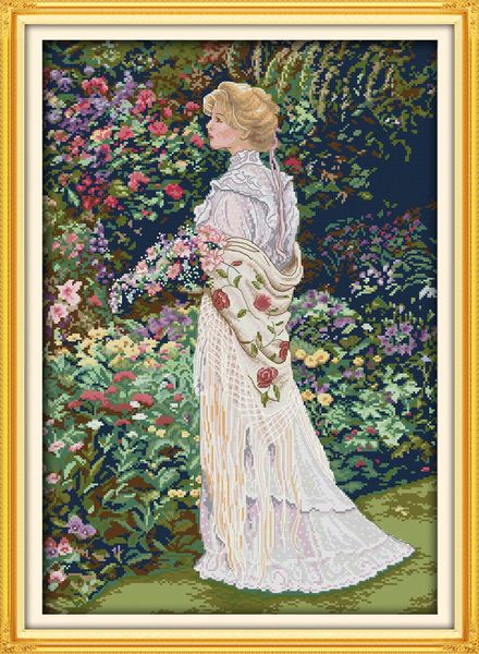 Aromas florais bela angel home decor pintura, Handmade Cross Stitch Bordado conjuntos de costura contados impressão sobre tela DMC 14CT / 11CT