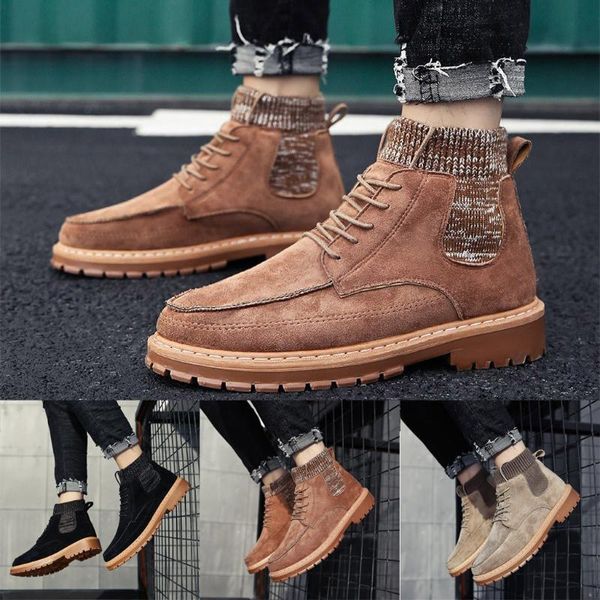 

men's fashion retro tooling casual cool handsome leather boots motorcycle boots, Black