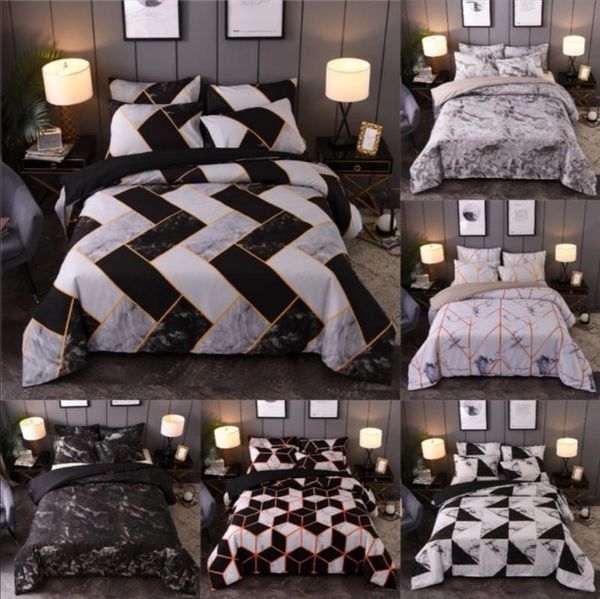 

2 or 3pcs marble lines stone grain pattern duvet cover sets with zipper closure 1 quilt cover + 1/2 pillowcases us/eu/au size