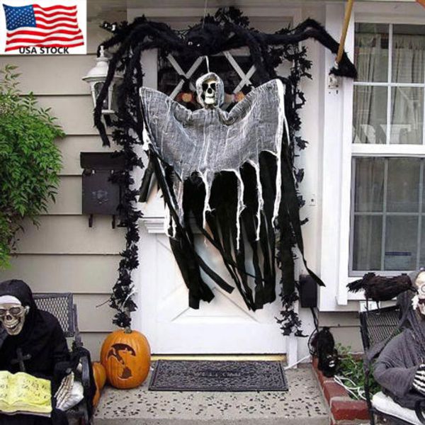 

череп хэллоуин висит призрак дом с привидениями мрачный жнец ужас реквизит двери декор