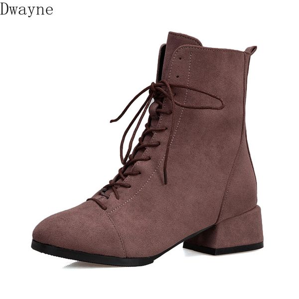 

2019 autumn new high-heeled boots women fashion simple solid color suede comfortable thick heel casual boots, Black