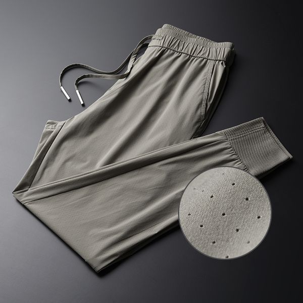 

minglu summer new casual men ankle-length pants hgiht quality comfortable hollow out fabric elastic waist harem pants 3xl 4xl, Black