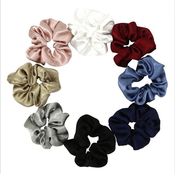 

мода девушки женщины эластичный блеск ткань чистый цвет круг хвост галстуки волос резинки для волос полосы аксессуары для волос, Golden;silver