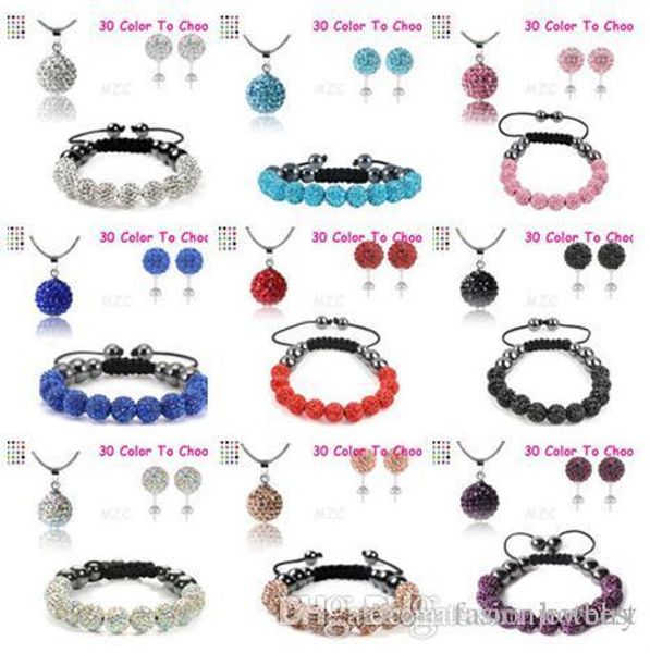

5pcs/lot 10mm crystal clay new arrival disco bead rhinestone crystal set bracelet necklace studs earrings jewelry set t2522, Black