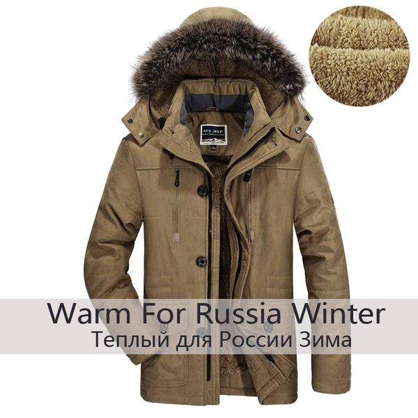

men winter plus size 6xl thick warm new brand winter jackets long cotton padded ffleece down parka pockets windbreaker jackets, Tan;black