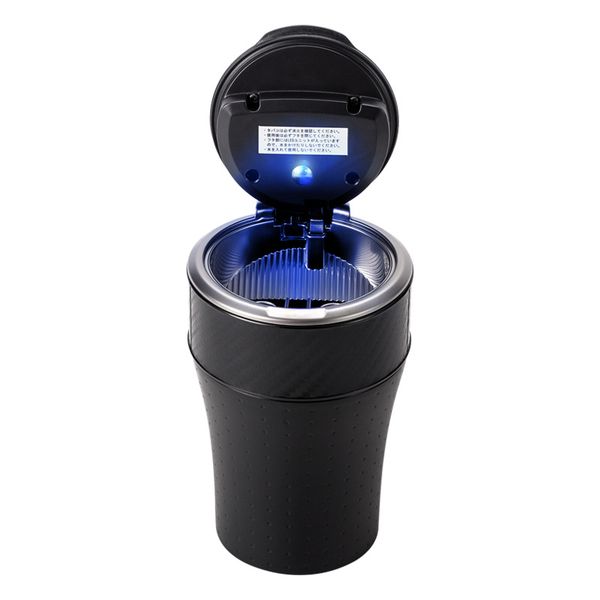 

fashion solar charge led light car ashtray black tumbler carbon pattern auto interior ashtray great gift for men