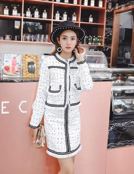 

womens skirt trend casual fashion rough material comfortable warm skirt set, White