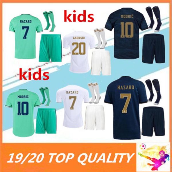 

kids 19 20 Real madrid Soccer Jersey 2019 MARIANO Modric Kroos Sergio HAZARD Real madrid ASENSIO ISCO Football uniforms shirts with socks