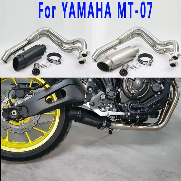 

mt07 fz07 motorcycle slip on full system exhaust pipe muffler header pipe with moveable db killer for yamaha mt-07 fz-07 ak082