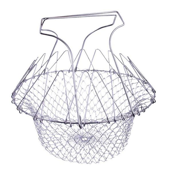 Image result for 1pcs Foldable Steam Rinse Strain Fry French Chef Basket Magic Basket Mesh Basket Strainer Net Kitchen Cooking Tool Drop Shipping