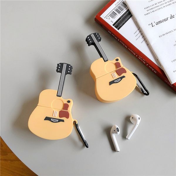 

guitar shape silicone bluetooth wireless earphone cover for apple airpods 1 2 charging case