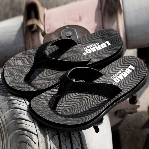 

luladi sports flip-flops summer men anti-slip outdoor herringbone slippers flip-flops sandals europe and america fashion, Black