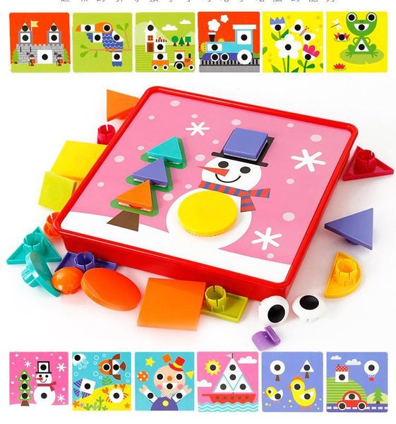 

creative mosaic puzzle toys for kids geometry shape matching mushrooms nails button baby preschool educational learning gift y200317