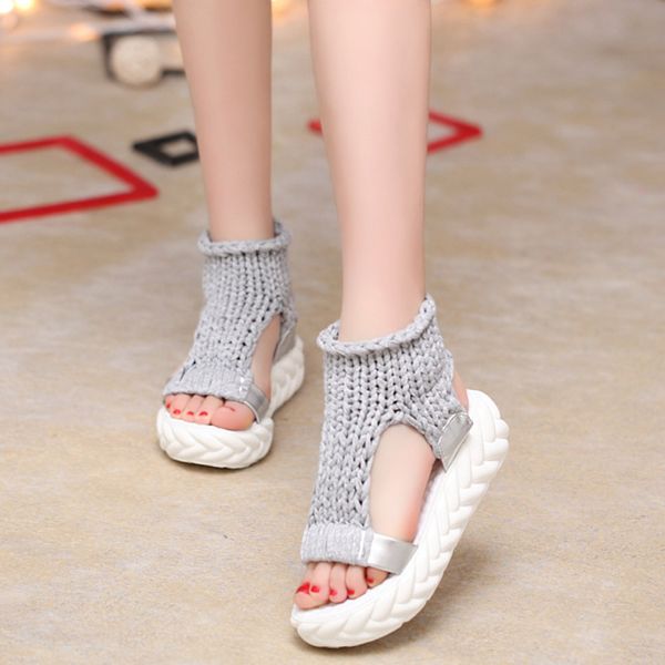 

women comfort sandals gladiator summer shoes on platform gladiators high heels female bread bottom women's sandals size 35-40, Black