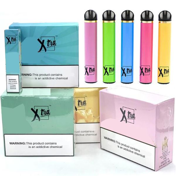 

Новые XTRA Одноразовые Vape 5мл картридж 1500 затяжек Предварительно заполненные Starter Kit системы устройства испарителей опорожнить PK Puff POP XTRA-2