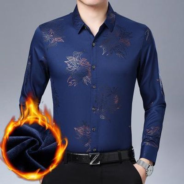 

fashion men's plus velvet shirts new winter men shirt lapel print long-sleeved thermal underwear wholesale tshirt tee, White;black