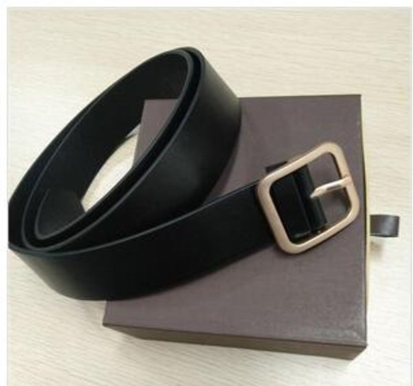 

designer belts men belts designer belt leather business belts pure color luxury belt big gold buckle gift shipping with box, Black;brown