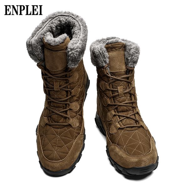

enplei winter men snow boots outdoor super warm men boots fashion waterproof keep warm hombre size 38-46, Black