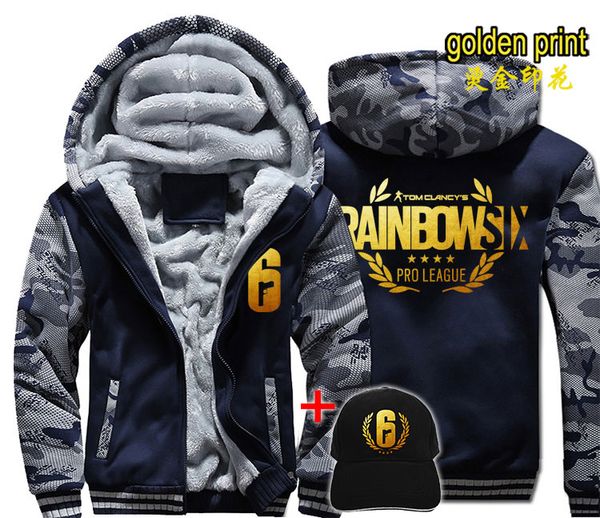 

fashion rainbow six siege men women warm thick coat jacket autumn winter warm velvet sweatshirt hoodies, Black