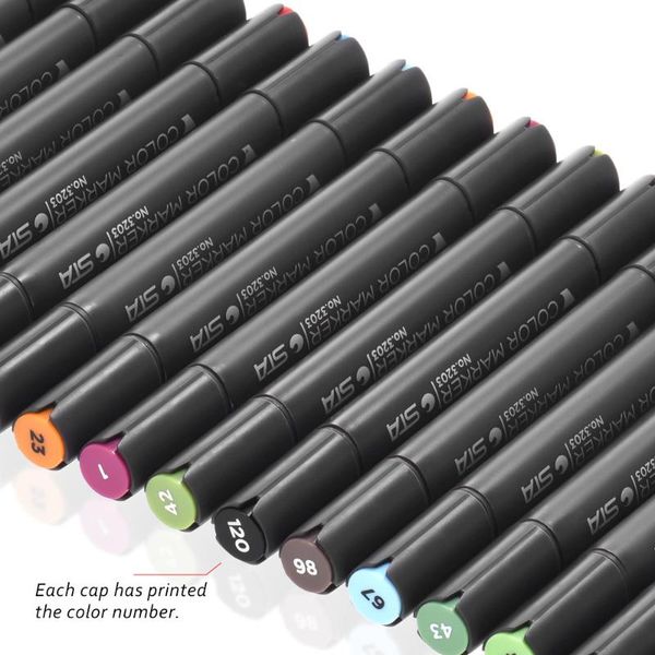 

12/24/36/48/60 colors twin marker marking pen highlighter broad fine tip alcohol-based ink for manga advertisement designing