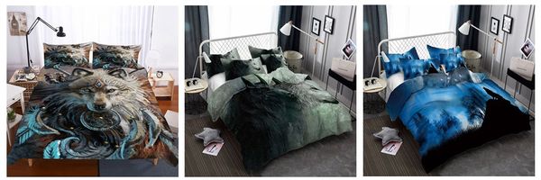 Wolf 3d Printing Down Quilt Set Lifelike Bedding And Pillow Cover