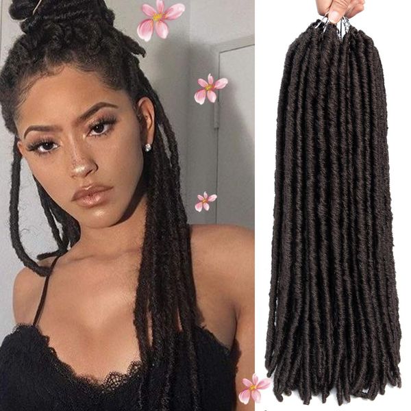 

6 packs straight faux locs crochet hair dreadlocks crochet braids straight goddess locs twist braiding hair extensions (18"-6pack, 4#, Black